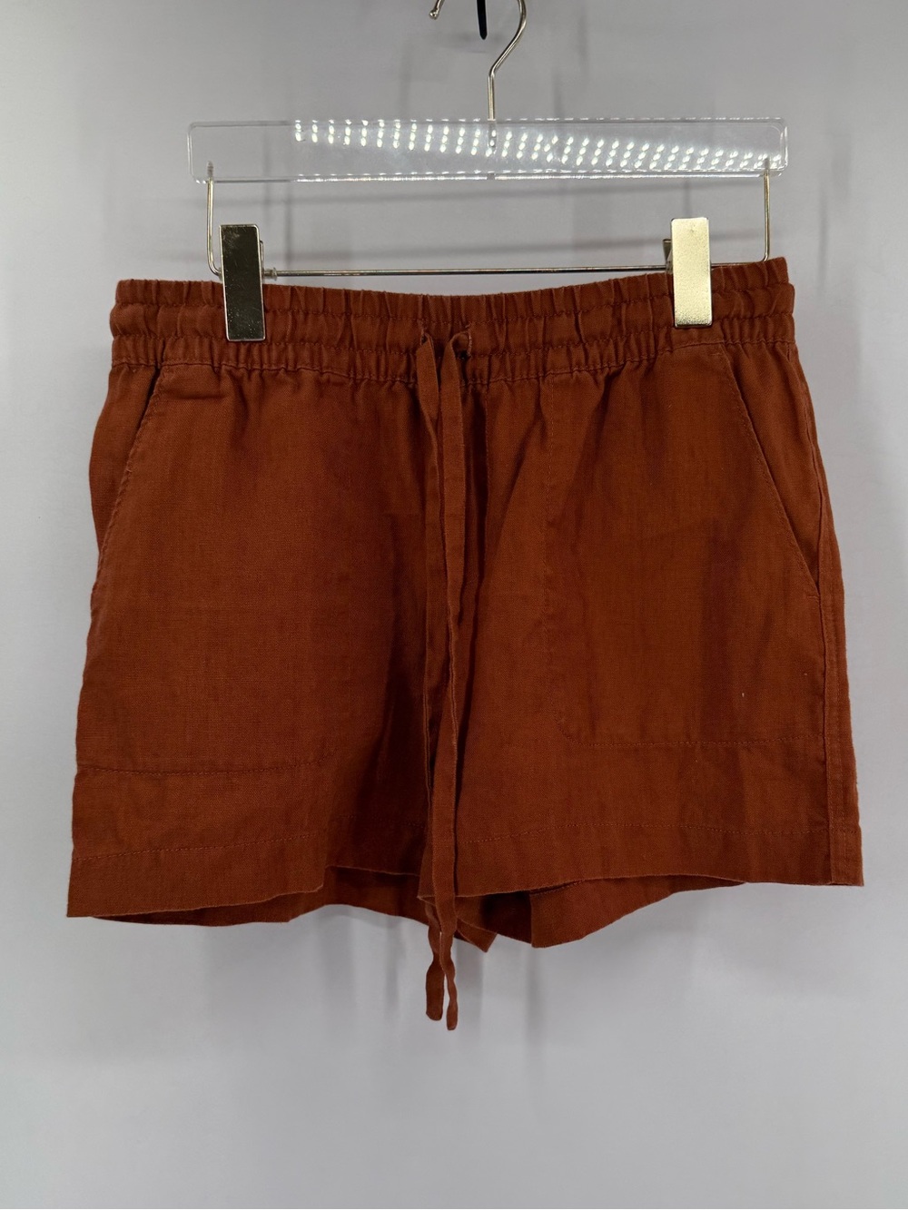 Garnet Hill brown linen relaxed shorts size xs